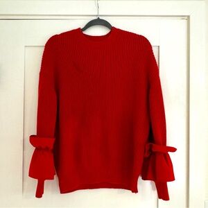 Red Adeam Sweater, XS ruffle sleeve good/fair condition